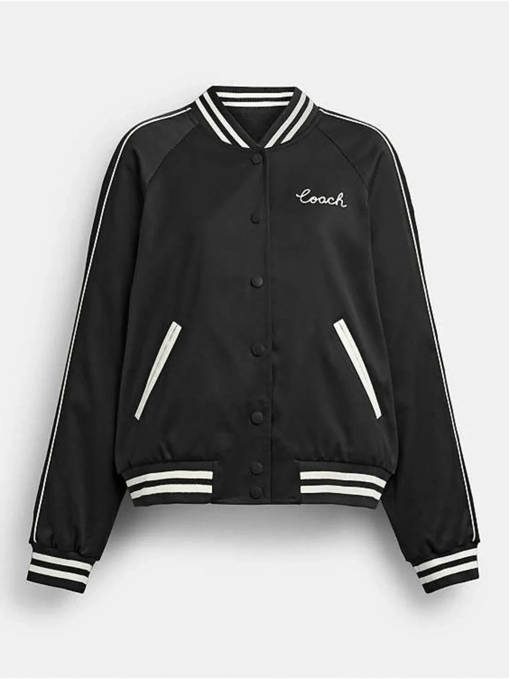 Coach Black and White Signature Varsity Bomber Jacket REVERSIBLE 🖤🤍